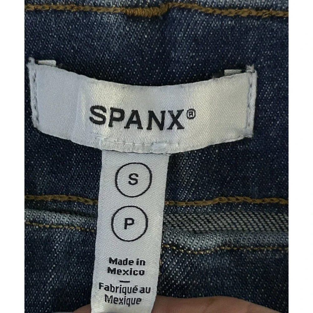 blue SPANXshape EveryWear cropped wide-leg jeans high-rise pull-on Small Petite
